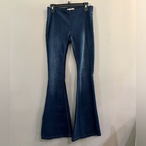 FREE PEOPLE Penny Pull On Flare Jeans Mid Rise Denim Blue Size 26